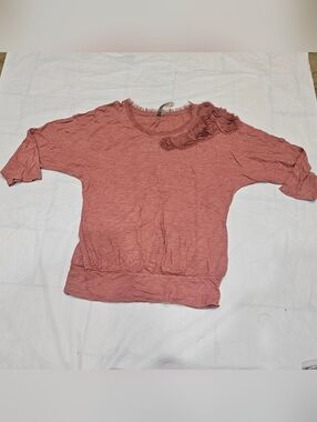 LC Lauren Conrad Rose Mauve Short  Knit Top with Ruffle Detail